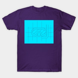 REVERSED GRID DRAWING OF A DIVE MASK blue T-Shirt